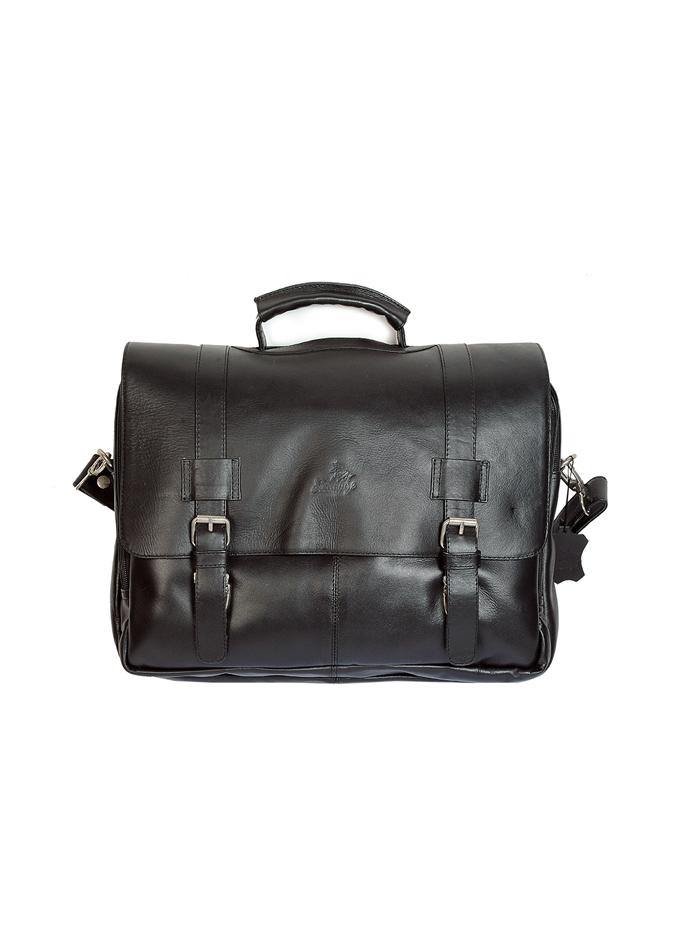 Black Leather Laptop Messenger Bag - Oberon - Stoneageleather