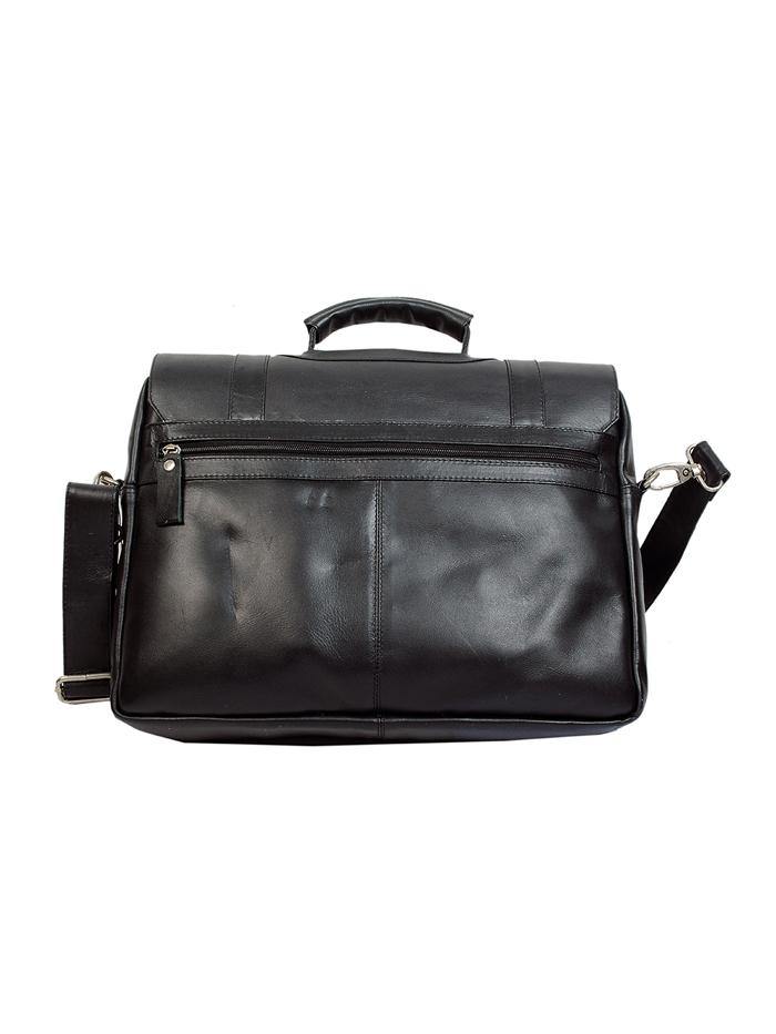 Black Leather Laptop Messenger Bag - Oberon - Stoneageleather