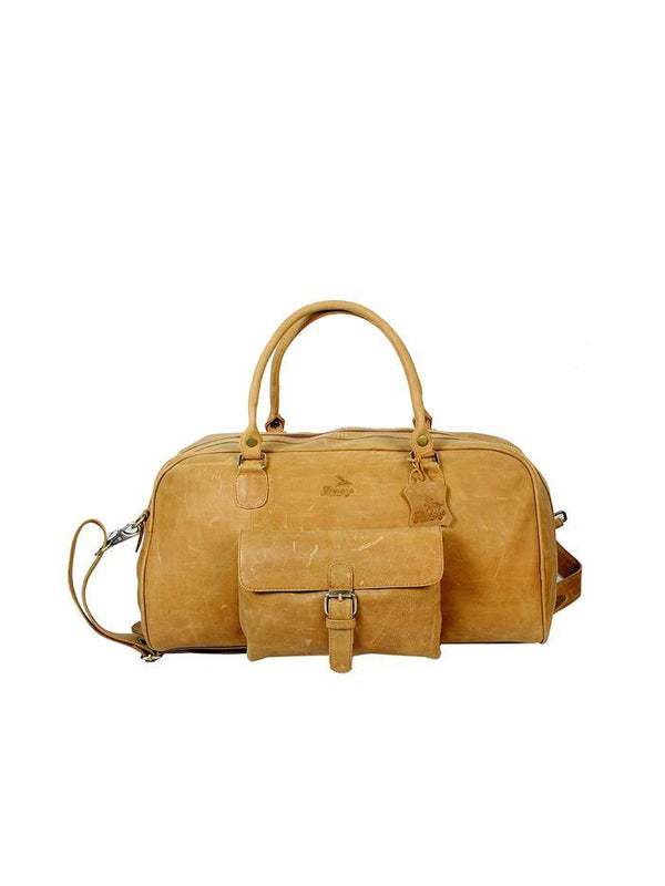 Genuine Leather Duffle Bag Mustard - Baldry - Stoneageleather