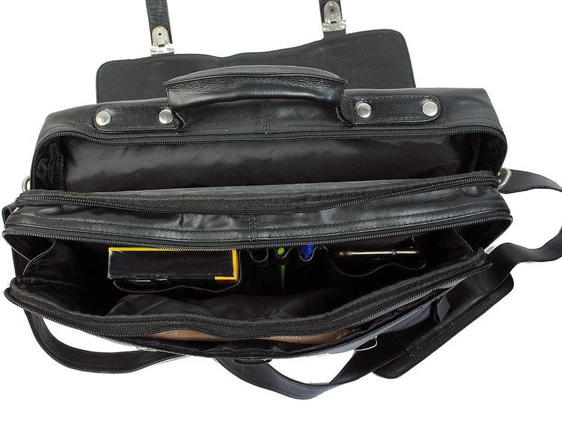 Black Leather Laptop Messenger Bag - Oberon - Stoneageleather