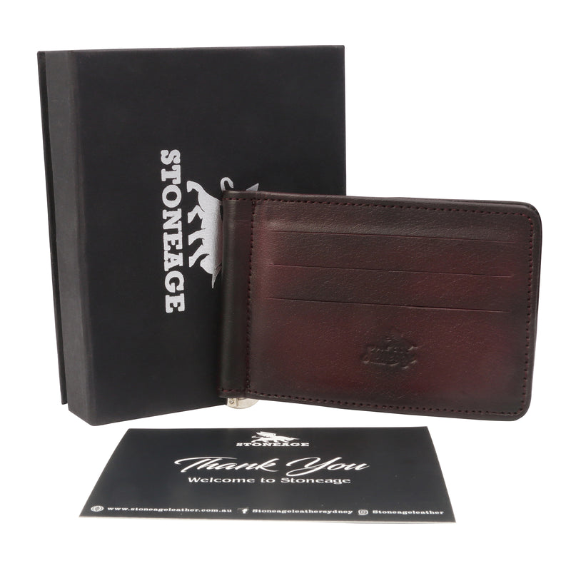 Slim Money Clip Wallet - Wine