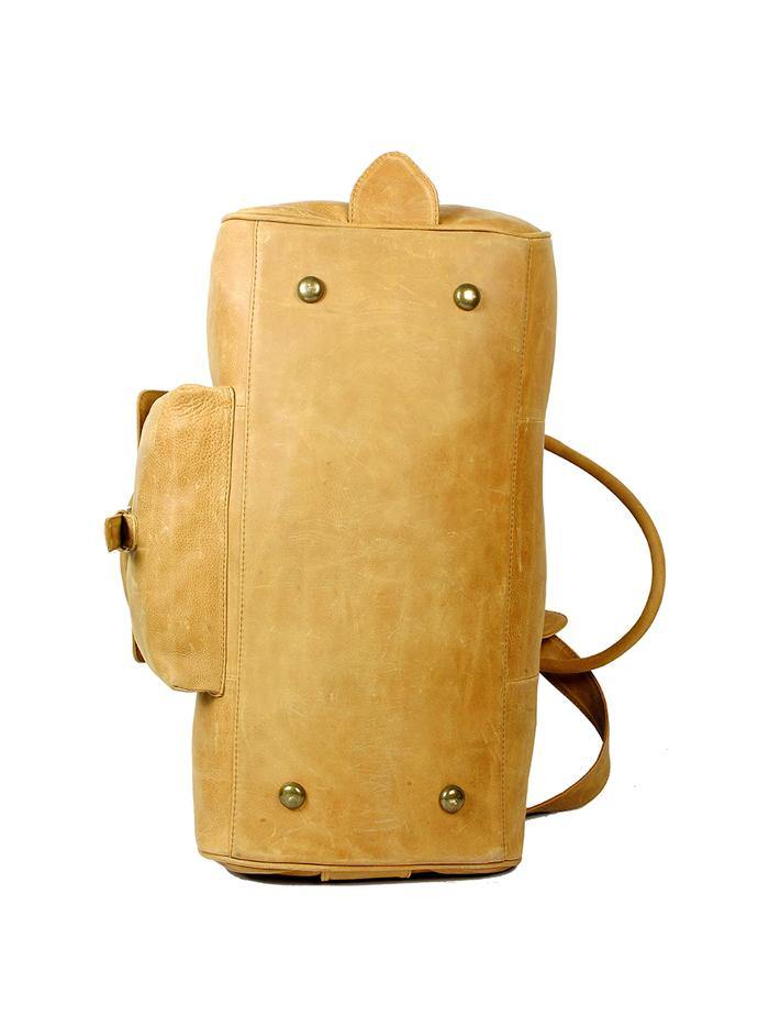 Genuine Leather Duffle Bag Mustard - Baldry - Stoneageleather